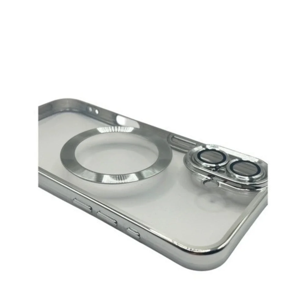 iPhone 16 Plus Clear Protective Case‎ Silver Metallic Trim NEW